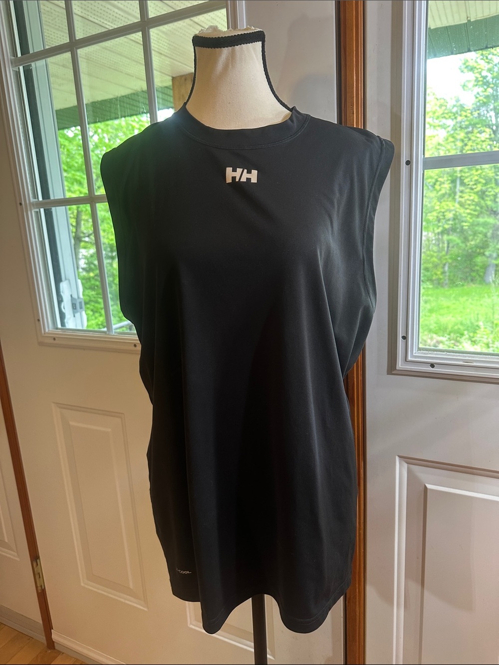Helly Hansen Black Sleeveless Performance Tank with White HH Logo